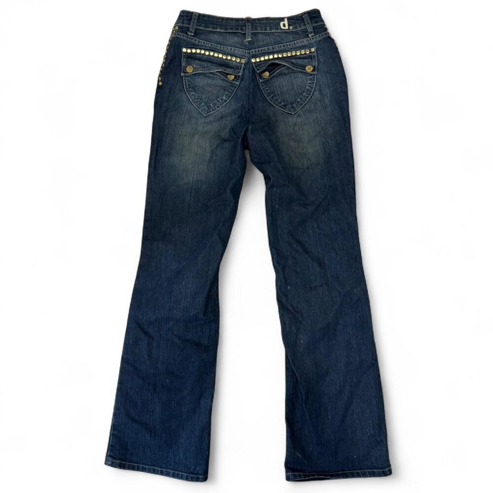 y2k studded indie sleaze grunge dark wash denim jeans sparkly bootcut 25 26